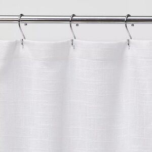 Threshold Woven‎ Linen White Shower Curtain cotton textured MCM minimalist